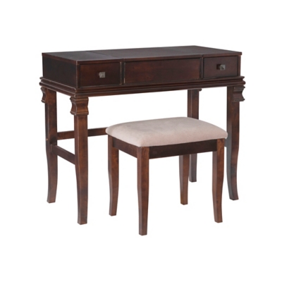 Linon Angela Vanity Set, Walnut, large