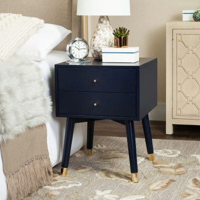 Lyla Mid Century Gold Cap Night Stand, Blue, large