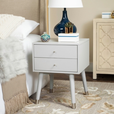 Lyla Mid Century Silver Cap Night Stand, Gray, large