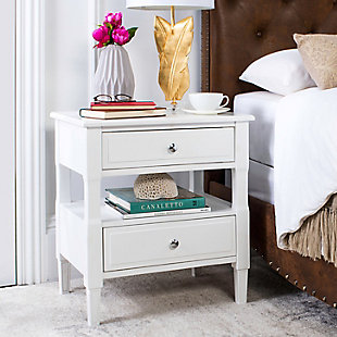 Jenson Two Drawer Night Stand, White, rollover