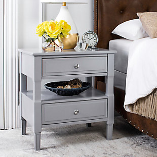 Jenson Two Drawer Night Stand, Gray, rollover