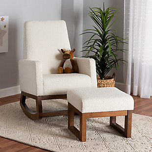 Baxton Studio Yashiya Boucle Upholstered Rocking Chair and Ottoman Set, , rollover