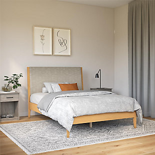 Atwater Living Willa Full Upholstered Bed, Beige, rollover