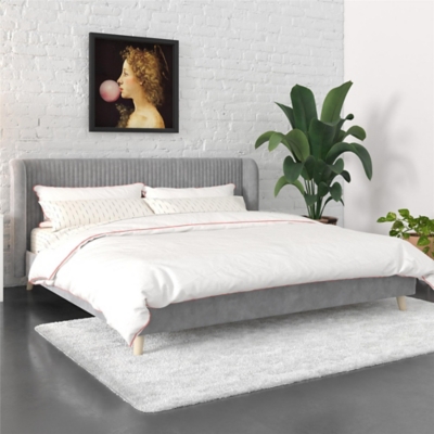 Novogratz Holly Upholstered King Wingback Bed, Light Gray, large