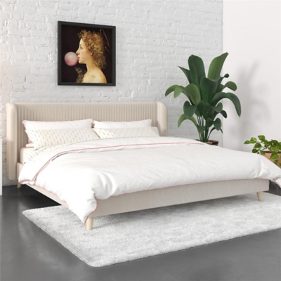 Novogratz Holly Upholstered King Wingback Bed, Ivory, large