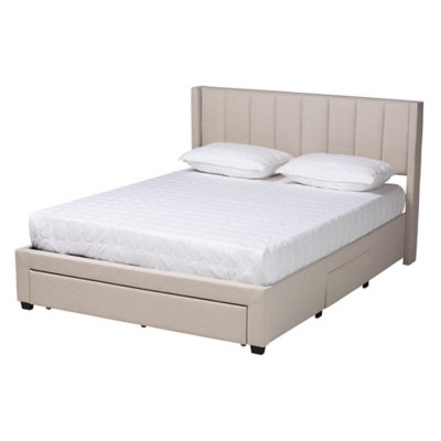 Baxton Studio Coronado Full 3-Drawer Storage Platform Bed, Beige, large
