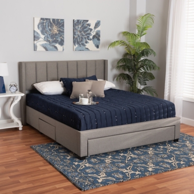 Baxton Studio Coronado Full 3-Drawer Storage Platform Bed, Gray