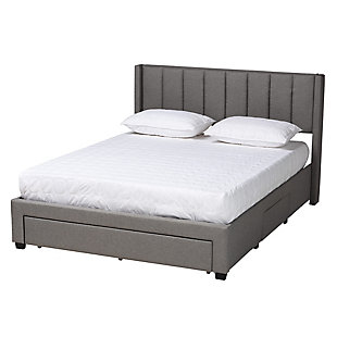 Baxton Studio Coronado Full 3-Drawer Storage Platform Bed, Gray, large