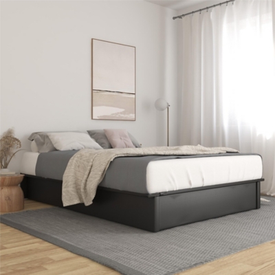 DHP Maven Platform Bed with Storage, King, Black Faux Leather 