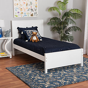 Baxton Studio Neves Twin Platform Bed, White, rollover