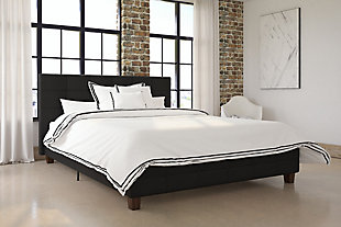 Upholstered Queen Bed, Black, rollover