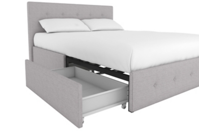 Tisa Upholstered Queen Bed with Storage, Gray, large