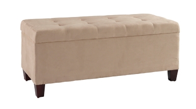 Linon Shoe Storage Ottoman, Beige, large