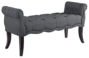 Erika Roll Arm Bench, Charcoal, large