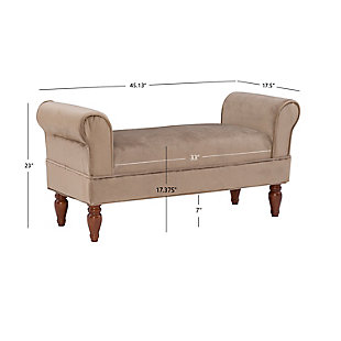 With its roll arms and backless styling, the Adair Bench brings an easy-elegant look that’s perfect for the entryway, living room or foot of the bed. Upholstered in a neutral coffee fabric with richly turned legs for traditional flair.Made with wood | Coffee polyester upholstery | Ca fire foam cushion | Exposed legs with dark mahogany finish | Assembly required