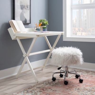 Faux fur rolling discount stool