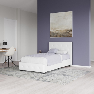 White twin 2024 upholstered bed