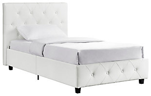 Dakota Twin Upholstered Bed, White, large