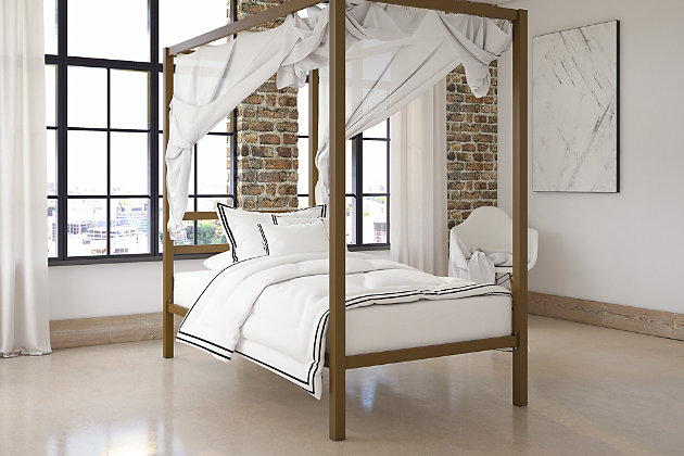 Modern Metal Canopy Twin Bed Ashley, Twin Wood Canopy Bed