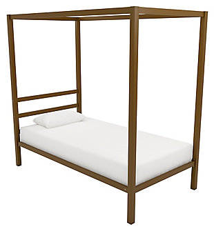 Modern Metal Canopy Twin Bed, Gold Finish, large