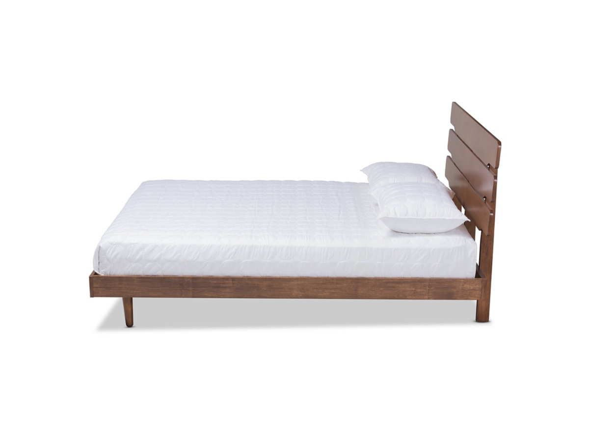 cozyman Lazio Mid Century Brown Wood Solid Wood Frame Queen