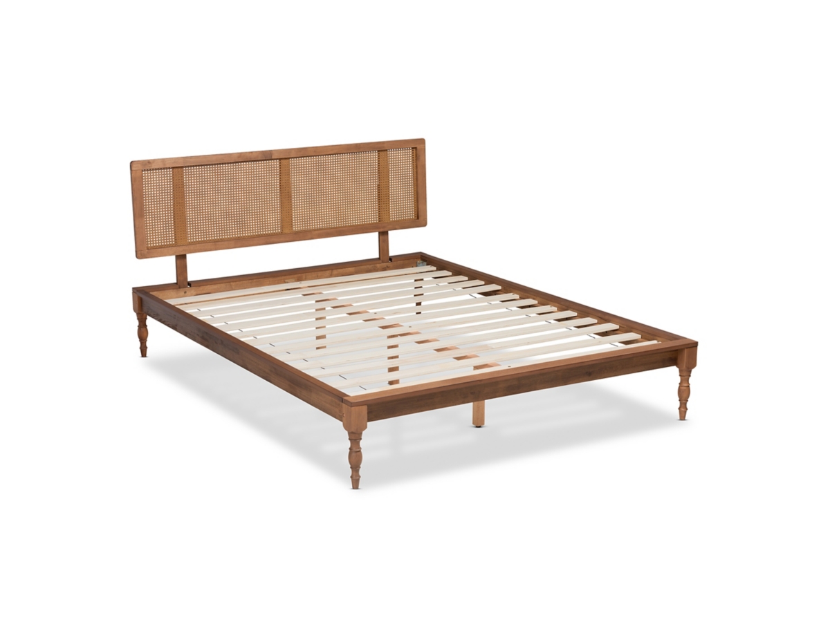 Romy Vintage French Inspired Rattan Queen Platform Bed Ashley