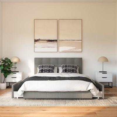あ*お様 Bayou Atwater Living Ryder Full Linen Upholstered Storage Bed | Ashley