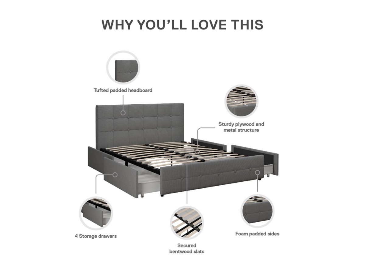 Atwater Living Ryder Full Linen Upholstered Storage Bed | Ashley
