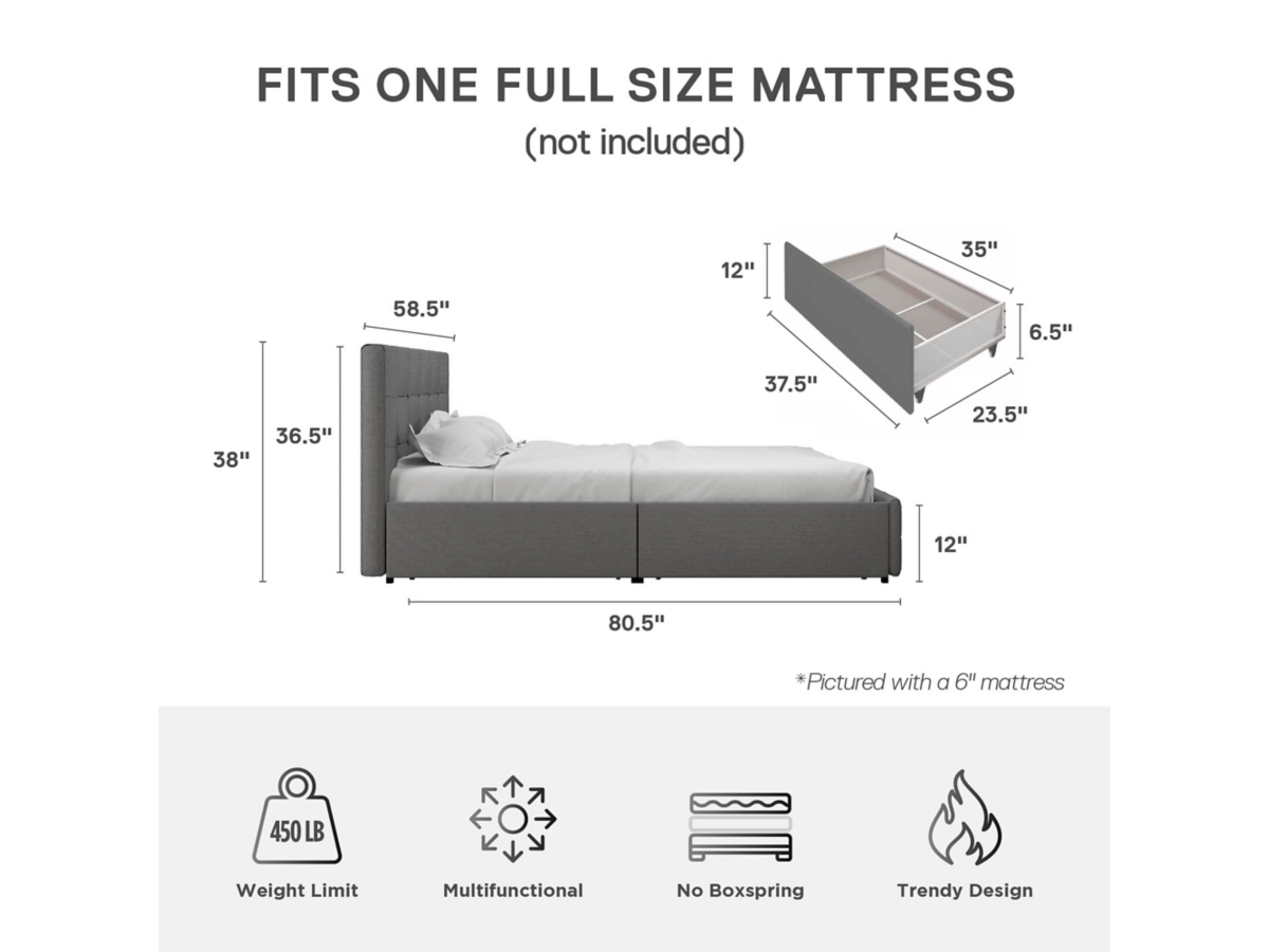 PondとDawn (専用ページ) Atwater Living Ryder Full Linen Upholstered Storage Bed | Ashley