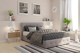 Rose Full Upholstered Bed with Storage, Gray, rollover