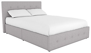 Rose Full Upholstered Bed with Storage, Gray, large