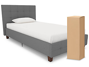 Rose Twin Upholstered Bed with Mattress, Gray, large