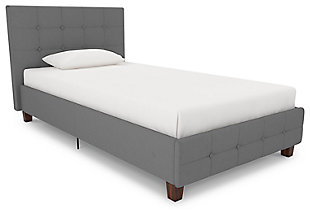 Rose Twin Upholstered Bed, Gray, large
