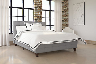 Rose Full Upholstered Bed, Gray, rollover