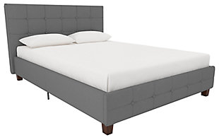 Rose Full Upholstered Bed, Gray, large