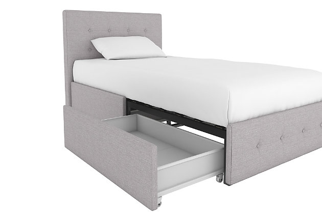 Rose Twin Upholstered Storage Bed Ashley, Grey Twin Bed Frame With Drawers