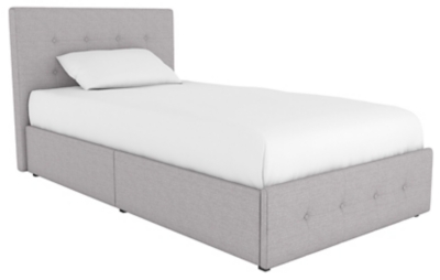 Rose Twin Upholstered Bed with Storage, Gray, large