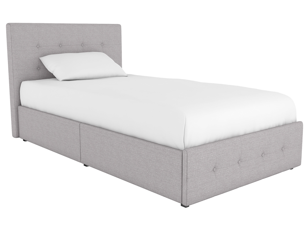Upholstered twin bed with storage discount