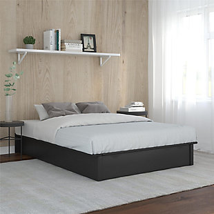 Have sweet dreams with the Maven solid platform bed. Whether you need a stylish base for your mattress, a bed for the guestroom or an upgrade for your growing child, the Maven full bed provides the right solution for your home. This popular model, designed for utmost comfort, uses a bentwood slat system to provide superior ventilation, where air passes freely under the bed to keep the mattress fresh longer. These slats also adapt to weight to offer perfect support and uniform pressure distribution, which is great news for your back and means you'll wake up feeling refreshed and ready to go. Plus, no box spring is needed, so you can splurge on the mattress of your dreams. Upholstered in faux black leather, its style coordinates with any bedroom from contemporary to timeless classic. Mattress available, sold separately.Includes bentwood slats and metal rails | Modern low profile design | Faux leather upholstery on platform | Metal side rails for stability and durability | Center metal rail and leg for added support | Bentwood slat support system eliminates need for foundation/box spring and provides better ventilation | Mattress available, sold separately | Assembly required