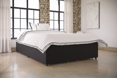 Maven Platform Full Storage Bed Leather, Black