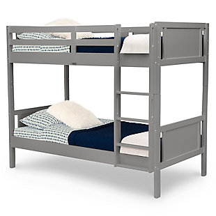 Delta Children Convertible Twin Over Twin Wood Bunk Bed with Ladder and Guardrails, Gray, large