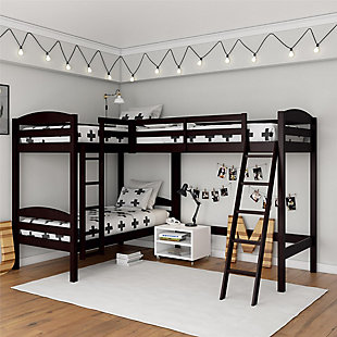 Atwater Living Giselle Triple Wood Bunk Bed, Espresso, rollover