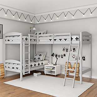 Atwater Living Giselle Triple Wood Bunk Bed, White, rollover