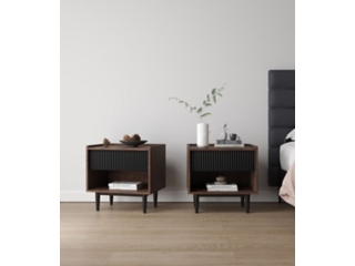 Manhattan Comfort Duane Ribbed 1-Drawer Nightstand Set of 2