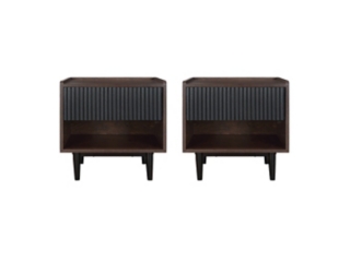Manhattan Comfort Duane Ribbed 1-Drawer Nightstand Set of 2