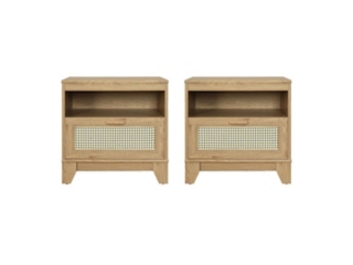 Manhattan Comfort Sheridan Cane 1-Drawer Nightstand Set of 2