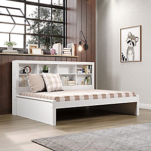 Donco Kids Bookcase Full Daybed, White, rollover