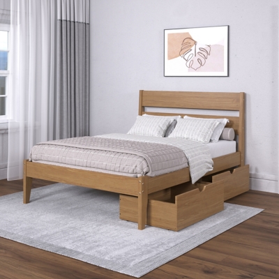 Donco Kids Full Platform Bed with Dual Underbed Drawers, Urban Oak