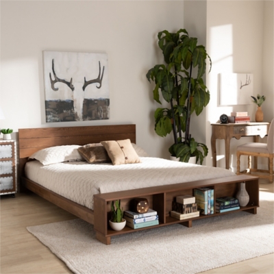 Rina Mid-Century Rattan Queen Platform Bed | Ashley