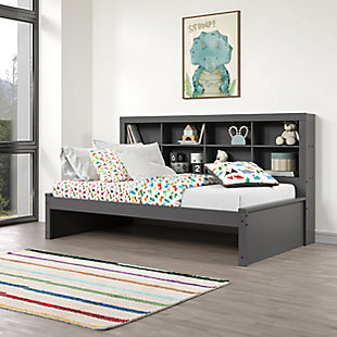 Donco Kids Bookcase Twin Day Bed, Dark Gray, rollover